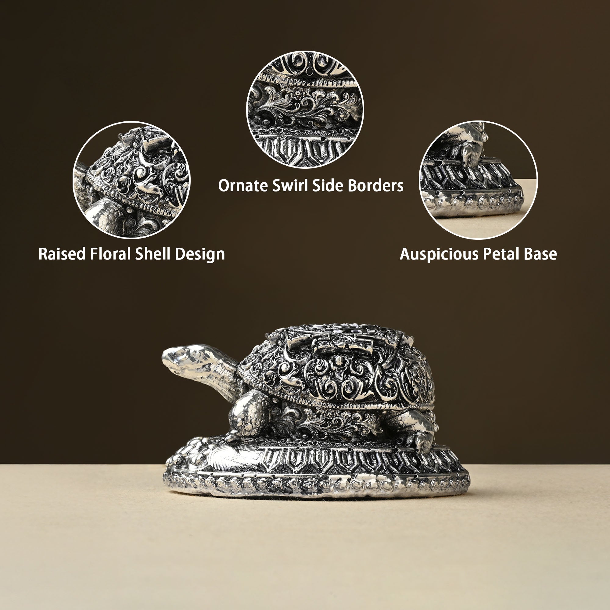 999 Silver Plated Tortoise Idol