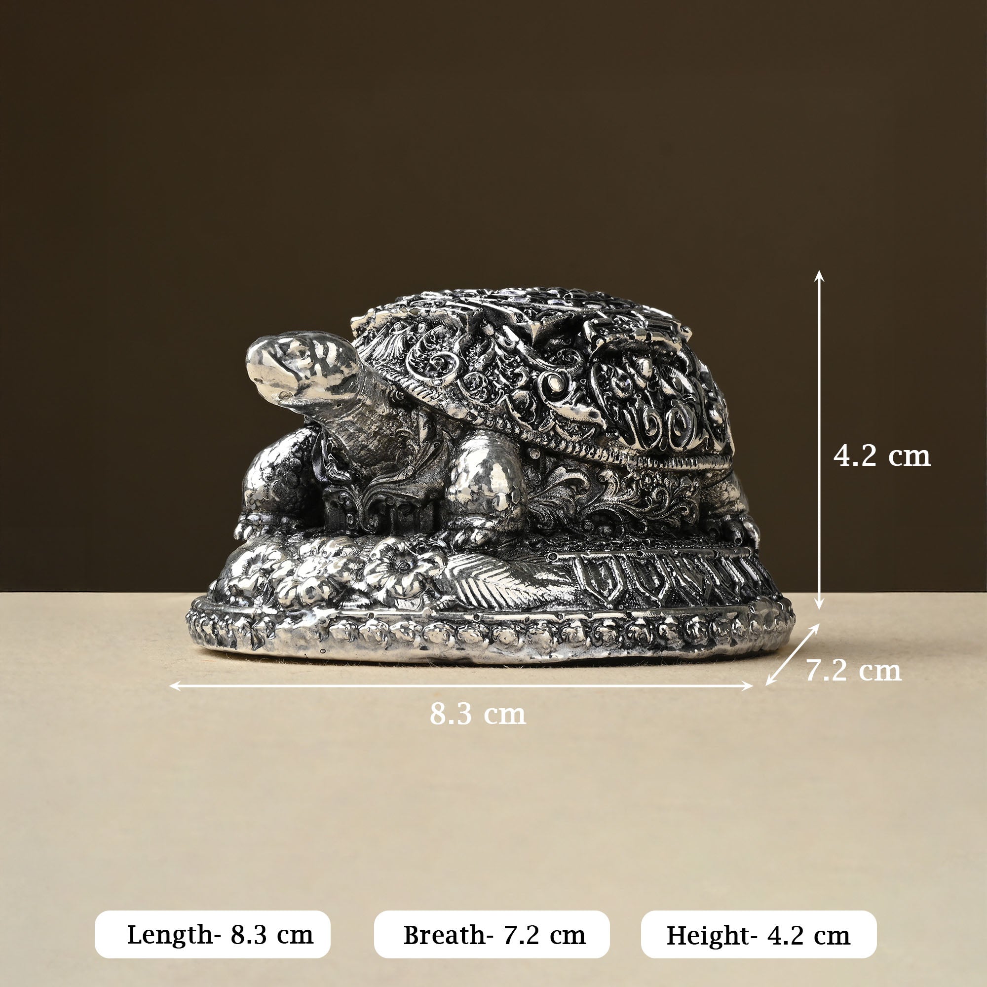999 Silver Plated Tortoise Idol