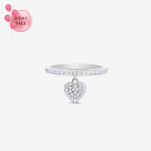 Heart Charm Radiant Silver Ring - Touch925