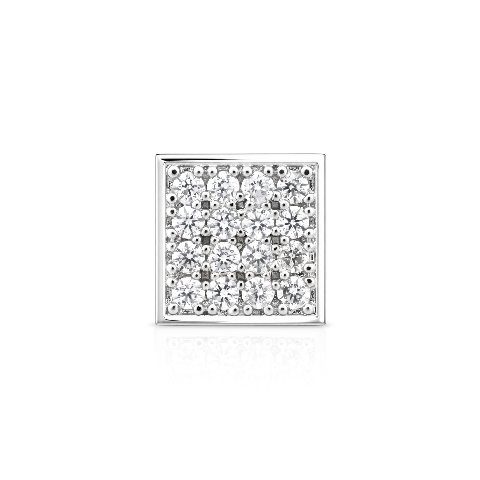 Silver Square Cluster Stud