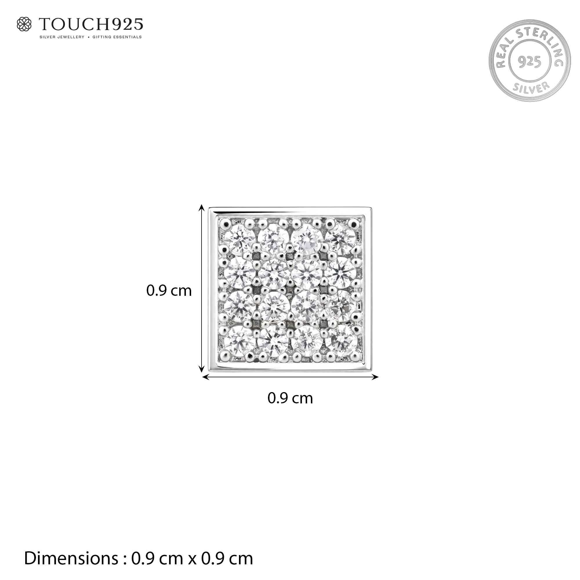 Silver Square Cluster Stud