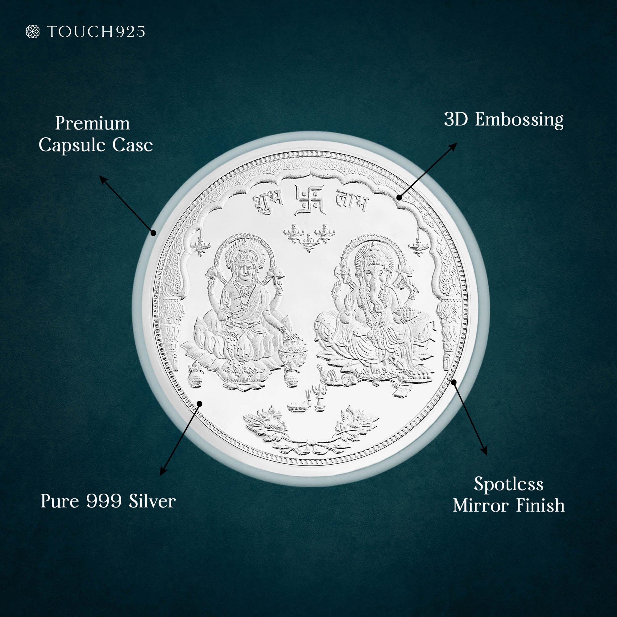 50g Lakshmi Ganesh Pure 999 Silver Coin