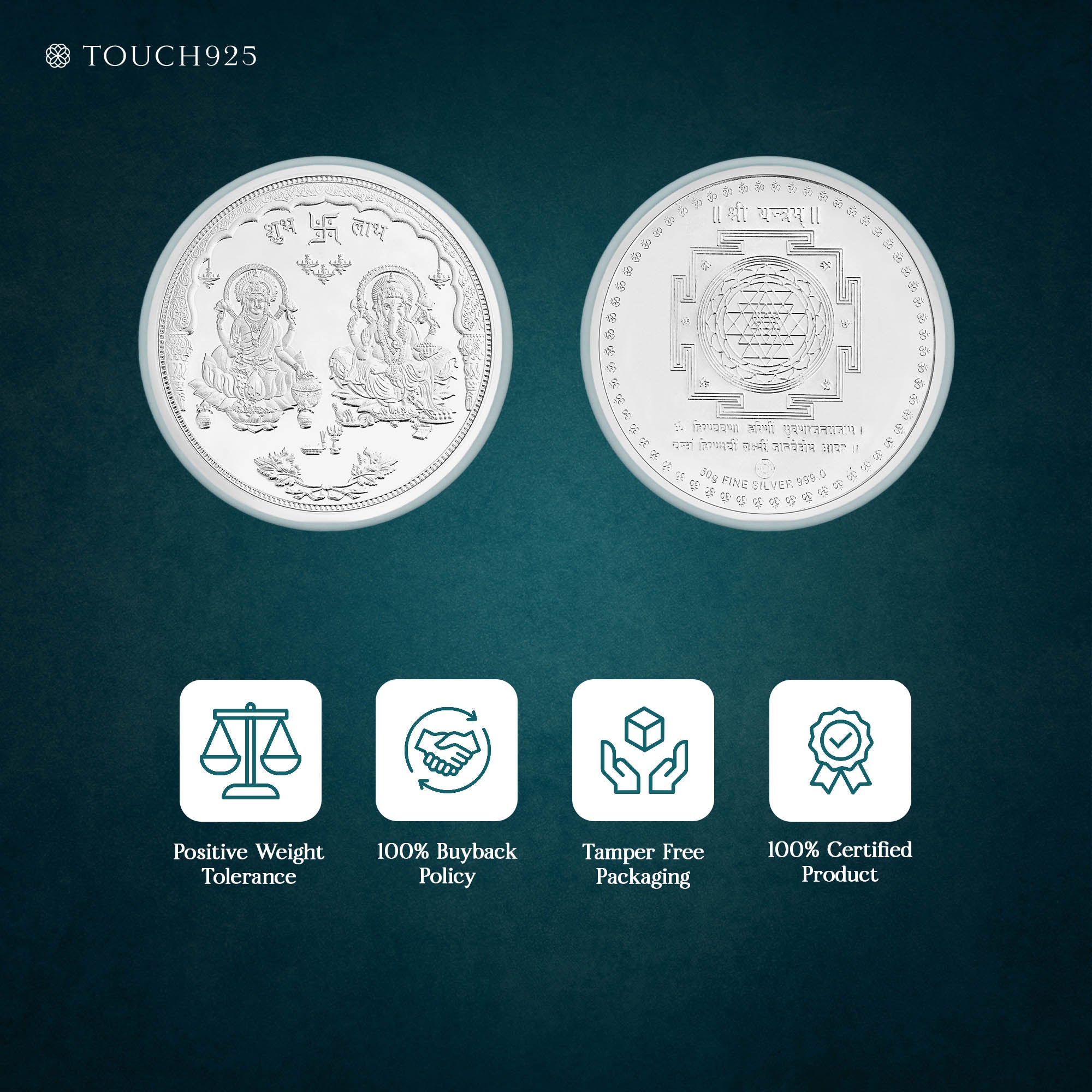 10-100g  Lakshmi Ganesh Pure 999 Silver Coin