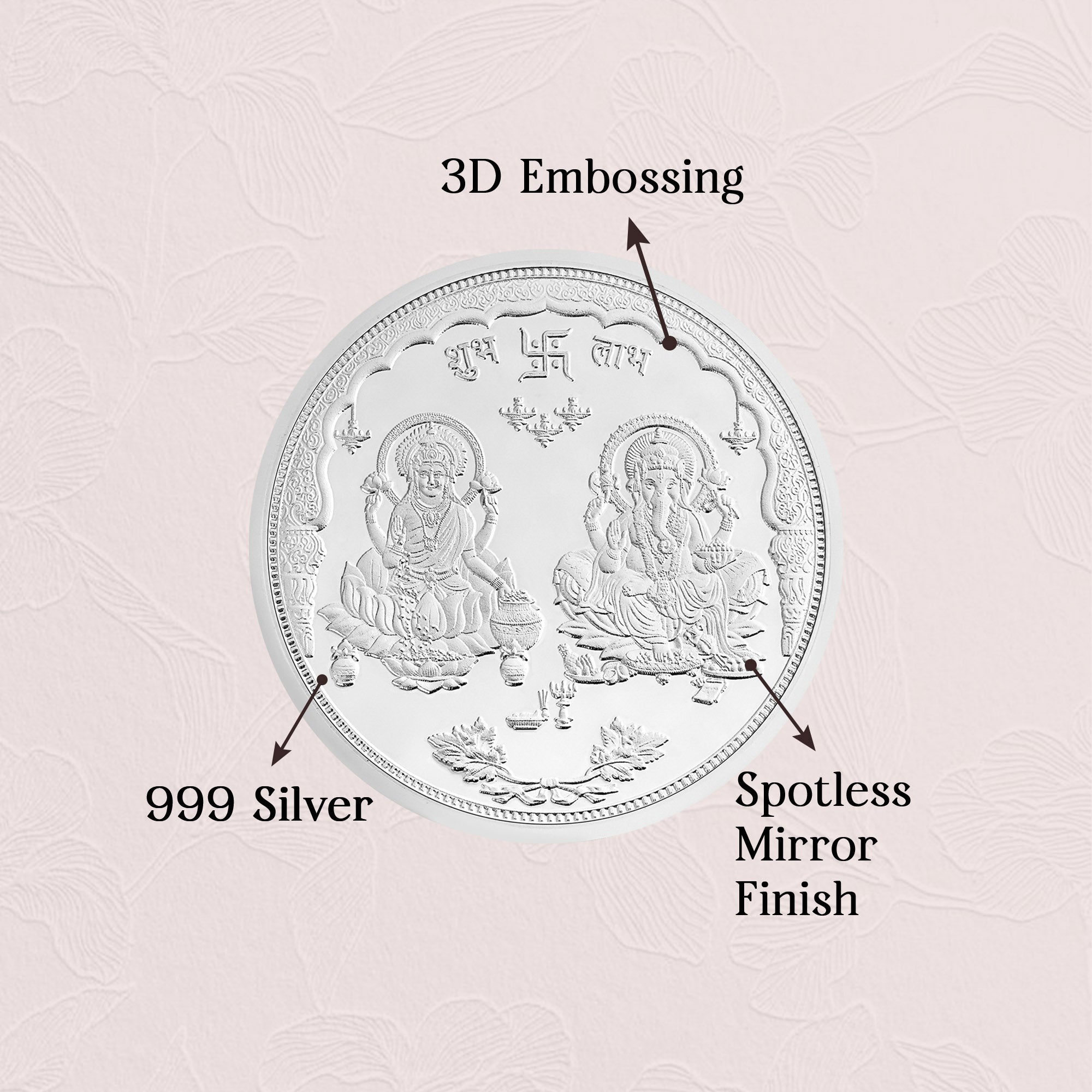 Pure 999 Silver 50g Lakshmi Ganesh Coin