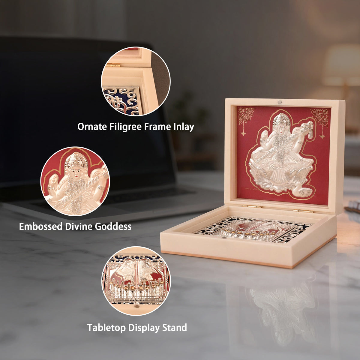 999 Silver Maa Saraswati Paduka Gift Box