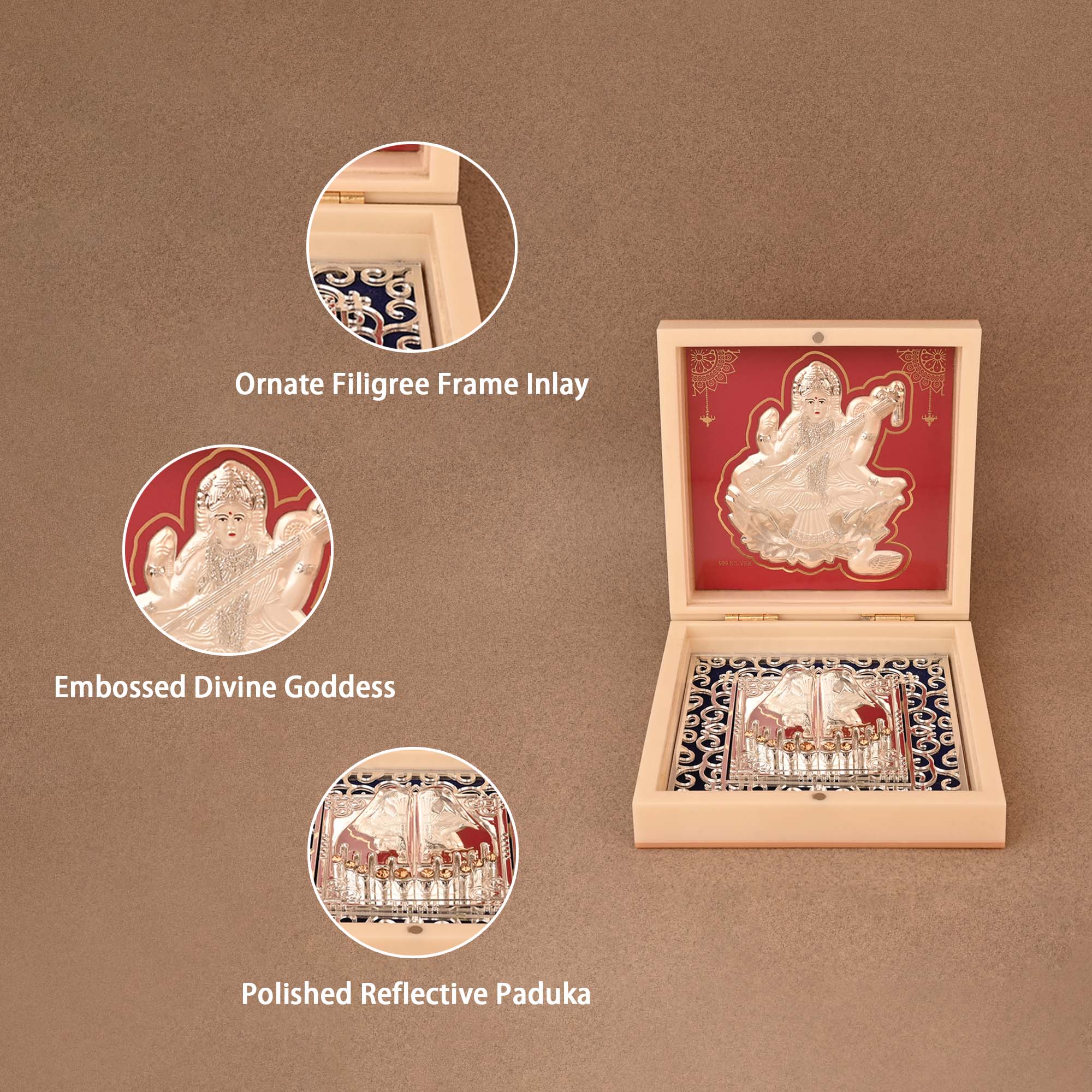 999 Silver Maa Saraswati Paduka Gift Box