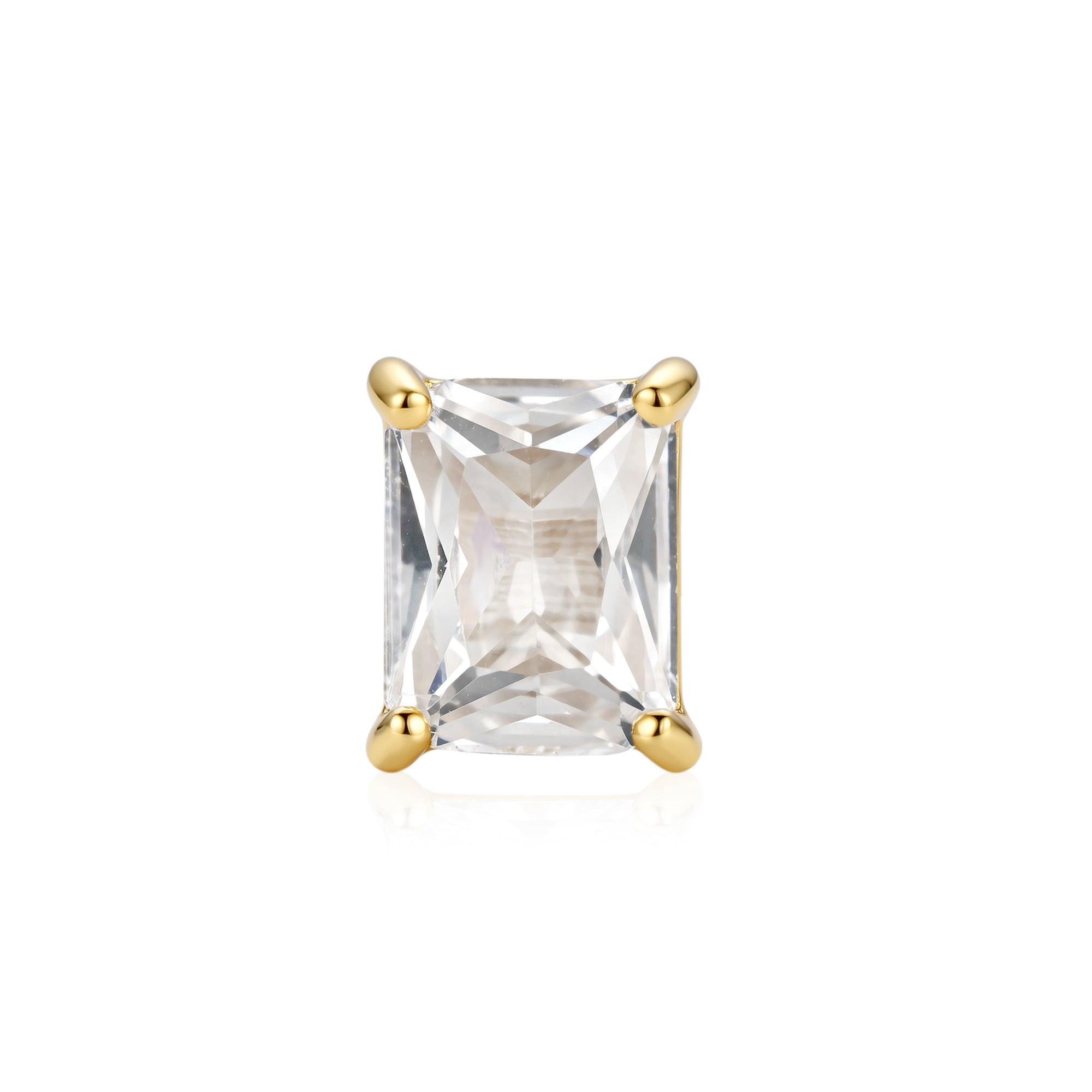 Gold Baguette Solitaire Stud