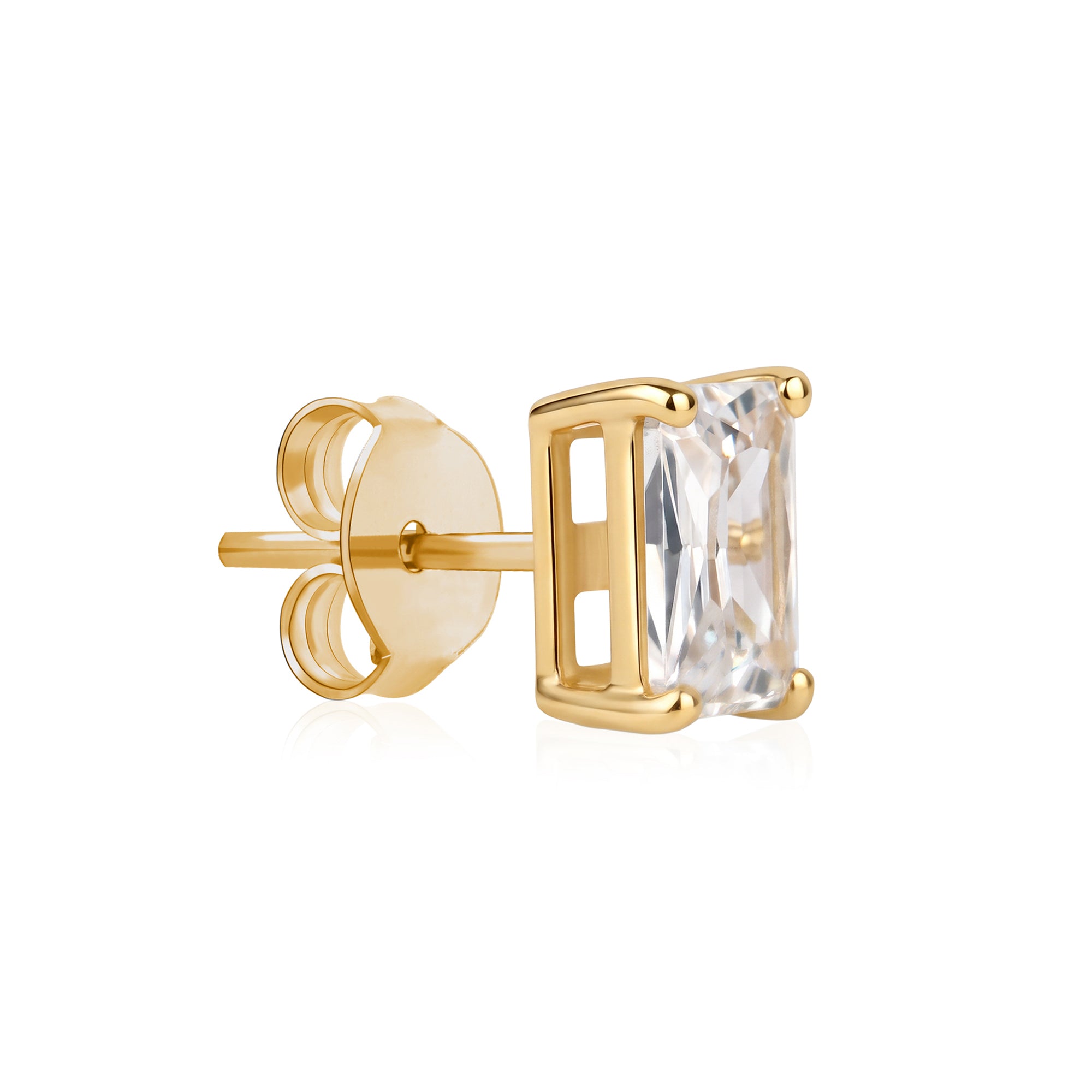 Gold Baguette Solitaire Stud