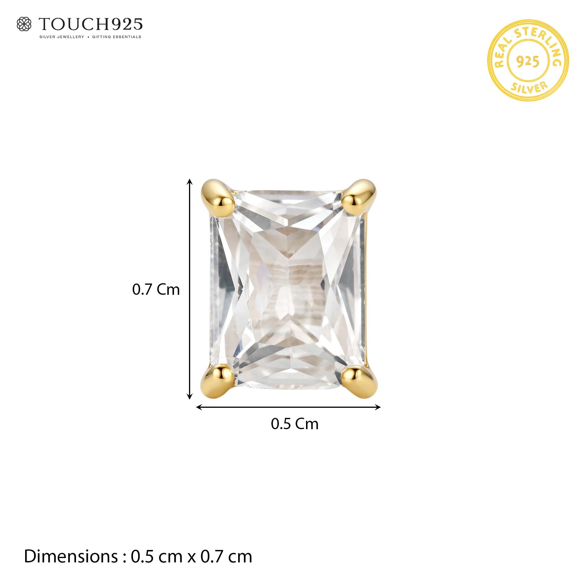 Gold Baguette Solitaire Stud