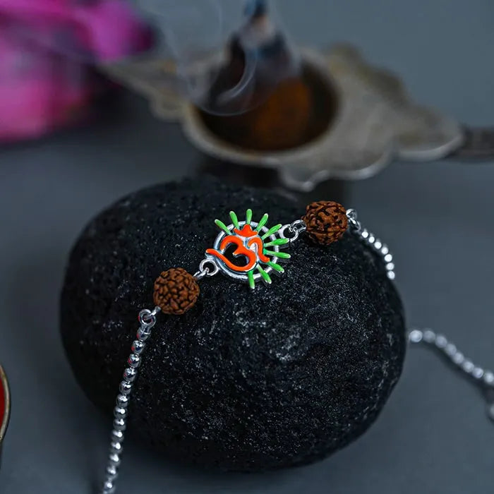 Om with Rudraksha Rakhi - Touch925