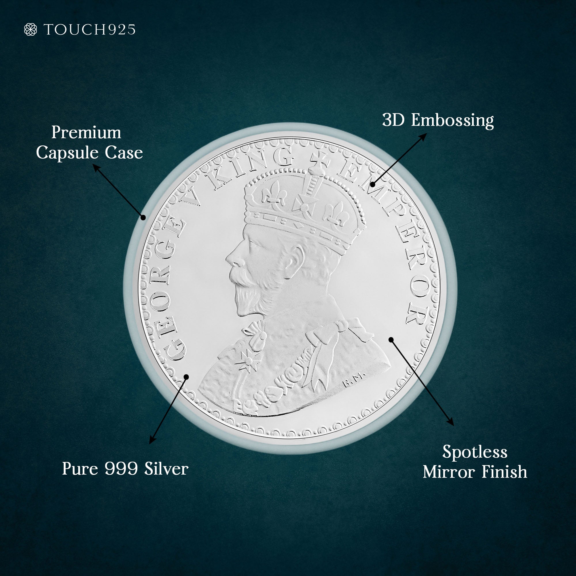 100g King George V Pure 999 Silver Coin