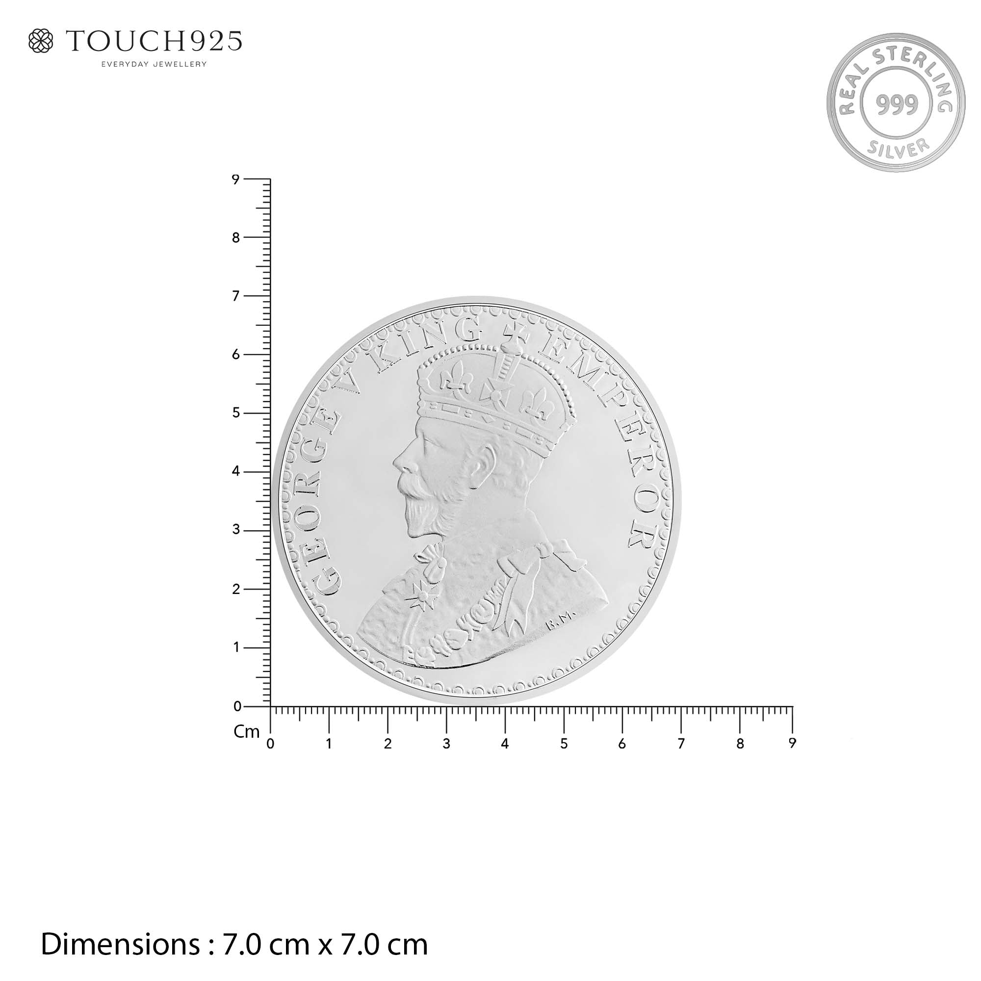 Pure 999 Silver 100g King George V Coin
