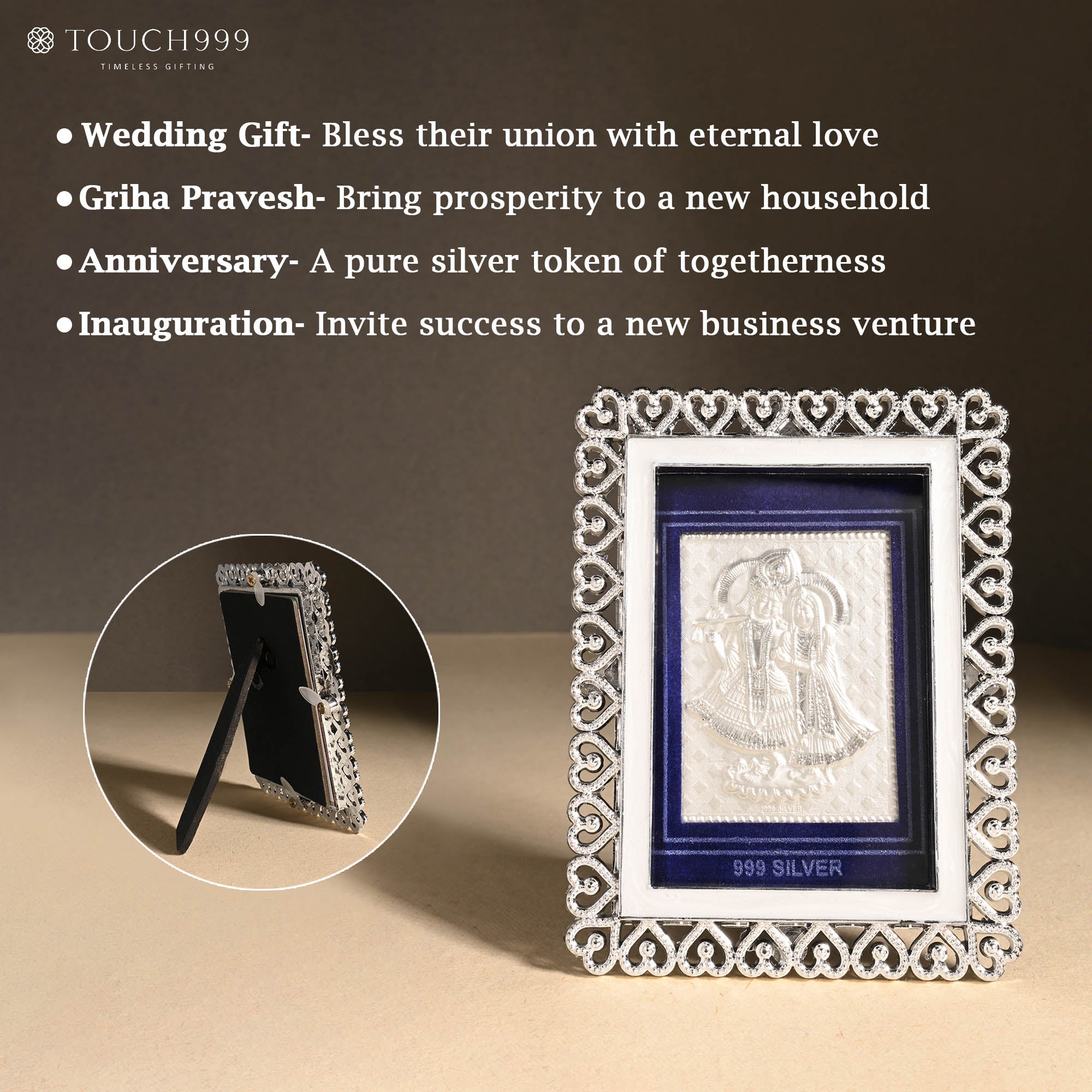 999 Silver Radha Krishna Photo Frame