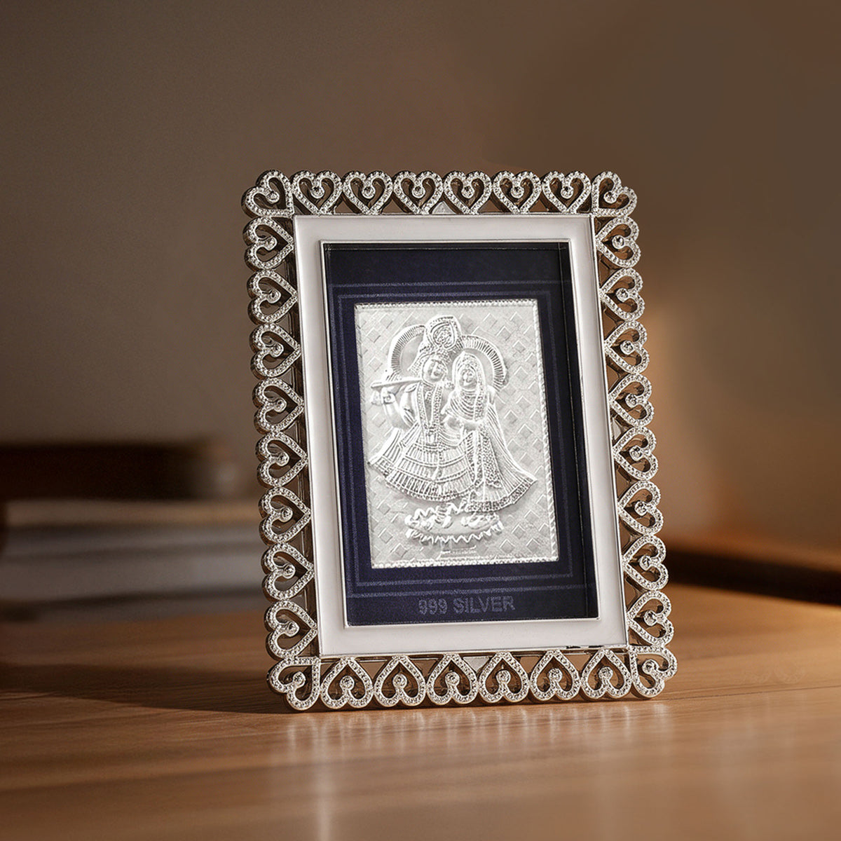 999 Silver Radha Krishna Photo Frame