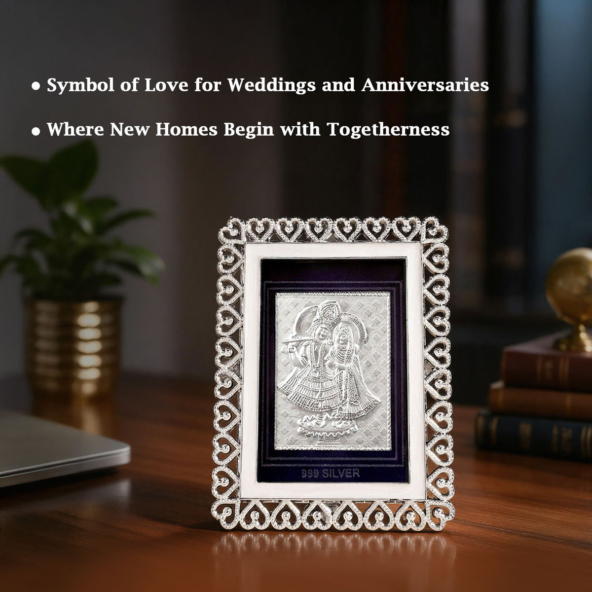999 Silver Radha Krishna Photo Frame