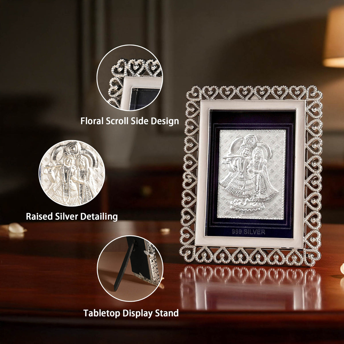 999 Silver Radha Krishna Photo Frame