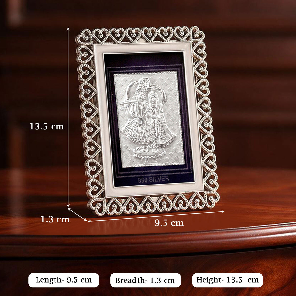 999 Silver Radha Krishna Photo Frame