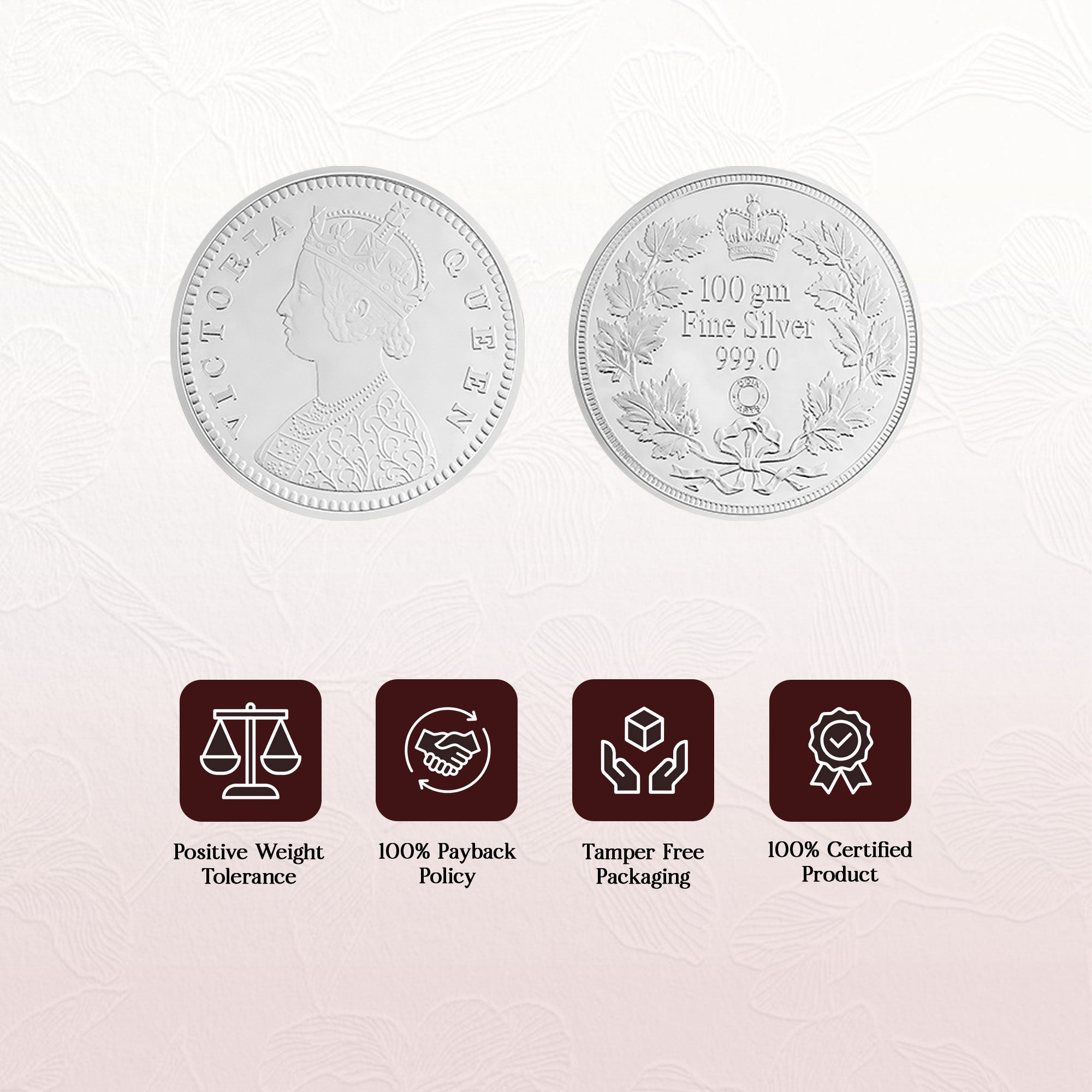 Pure 999 Silver 100g Queen Victoria Coin