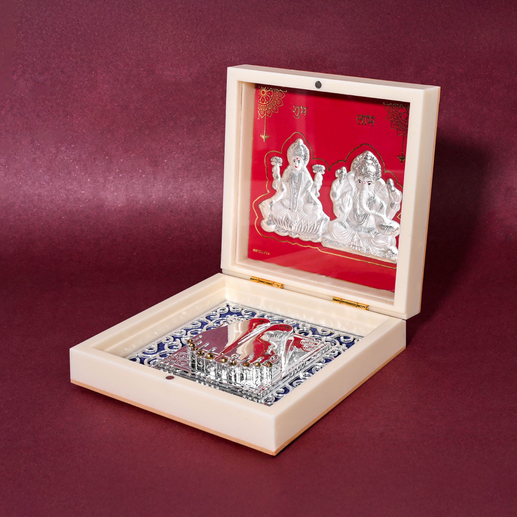 999 Silver Divya Laxmi Ganesh Idol Gift Box