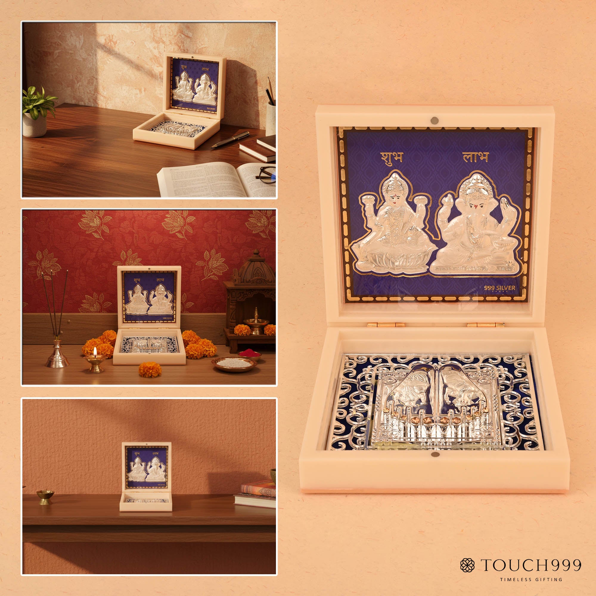 999 Silver Divya Laxmi Ganesh Idol Gift Box