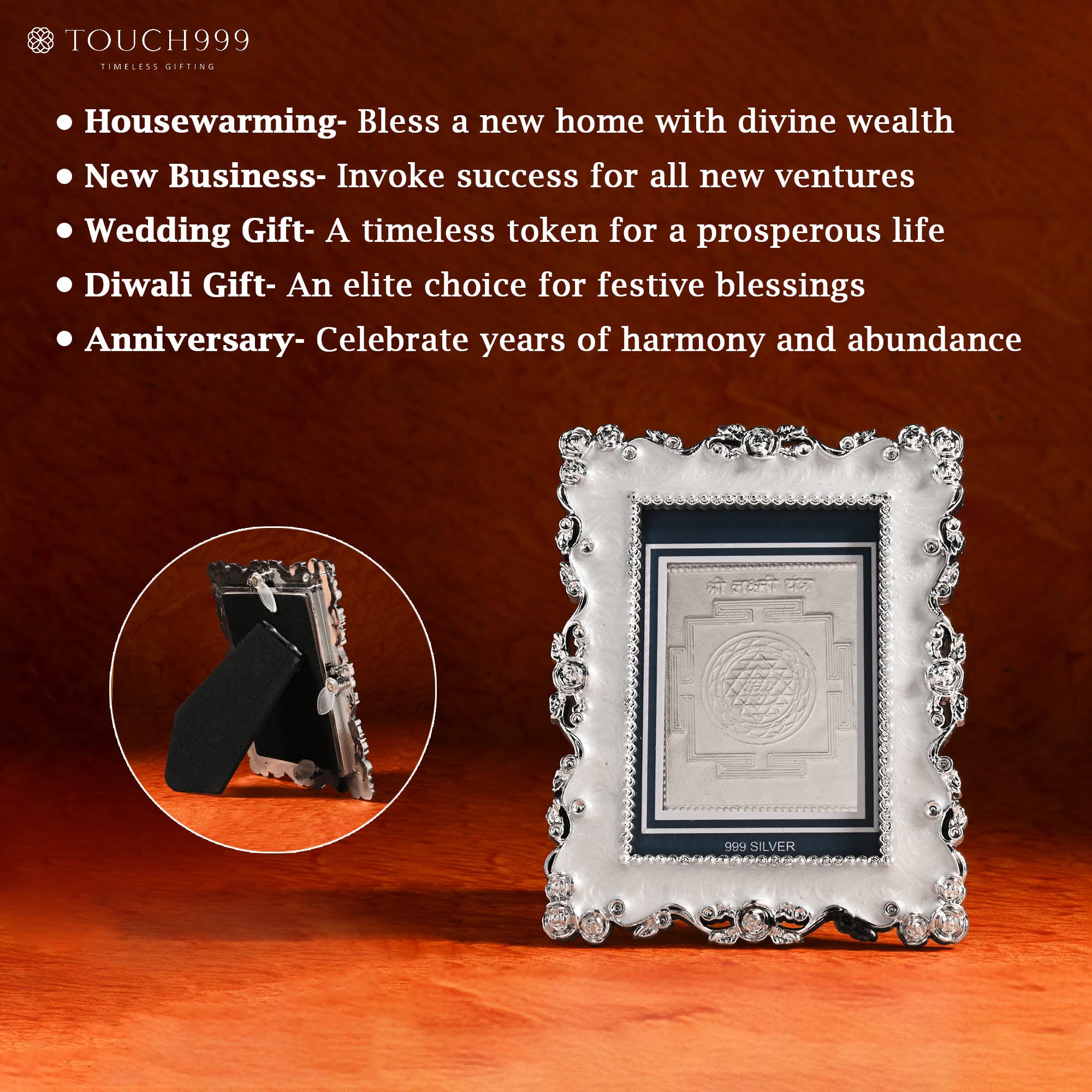 999 Silver Shree Yantra Frame