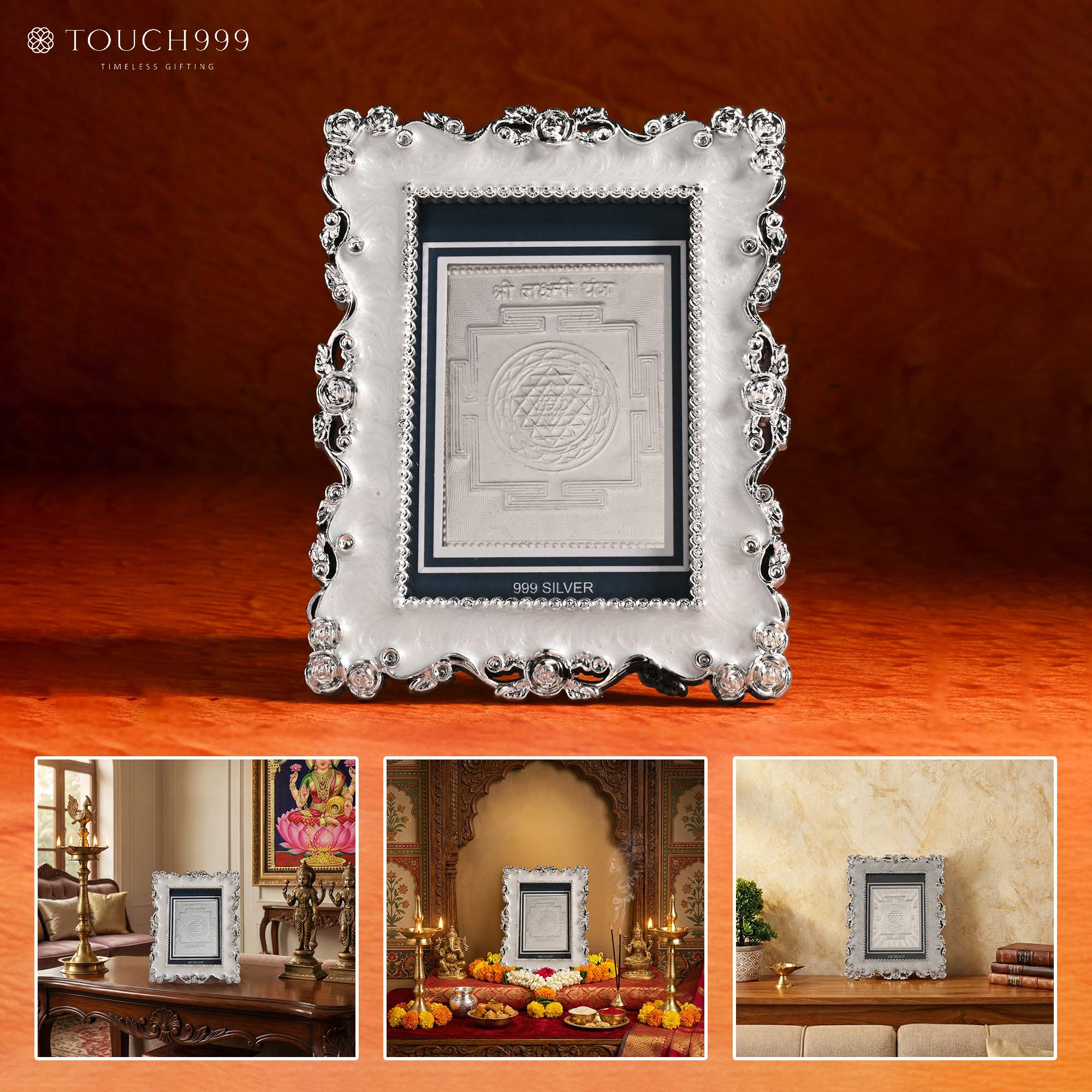999 Silver Shree Yantra Frame