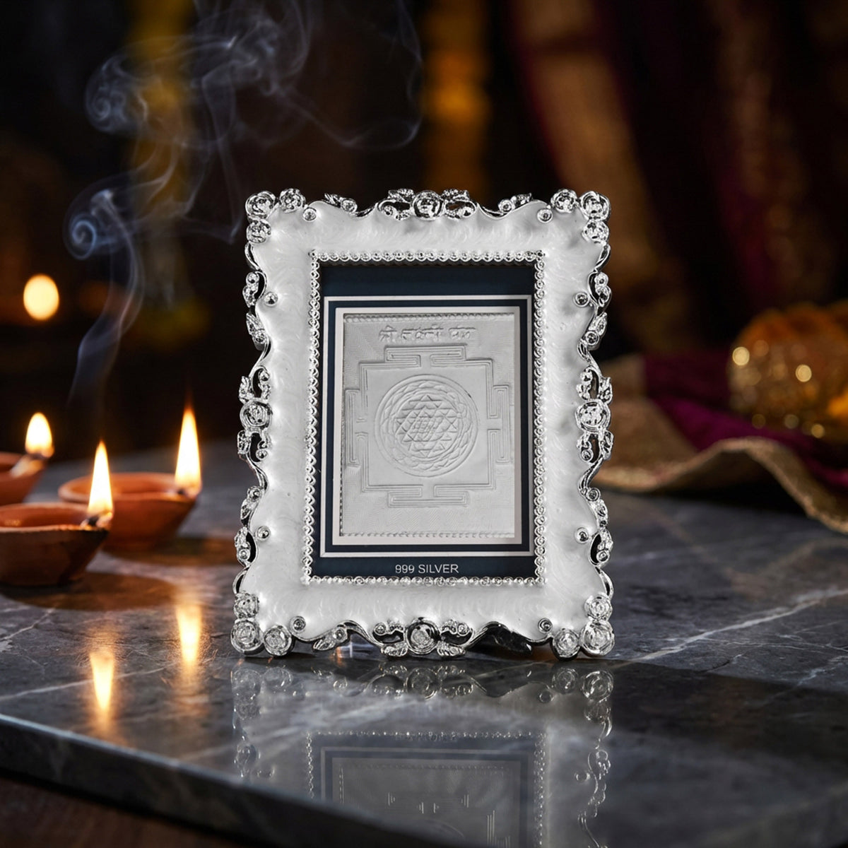 999 Silver Lakshmi Yantra Frame