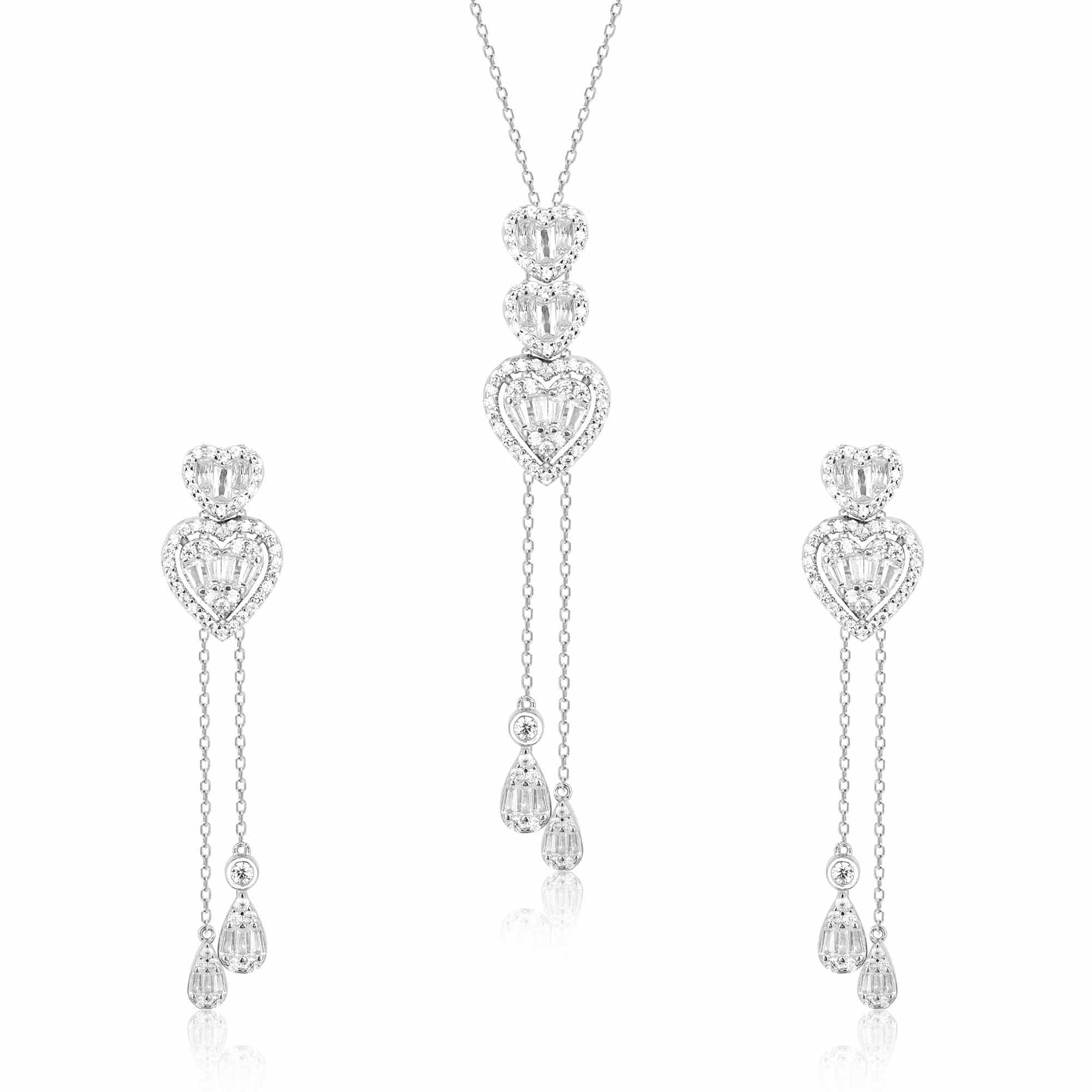 Graceful Heartstrings Silver Necklace Set