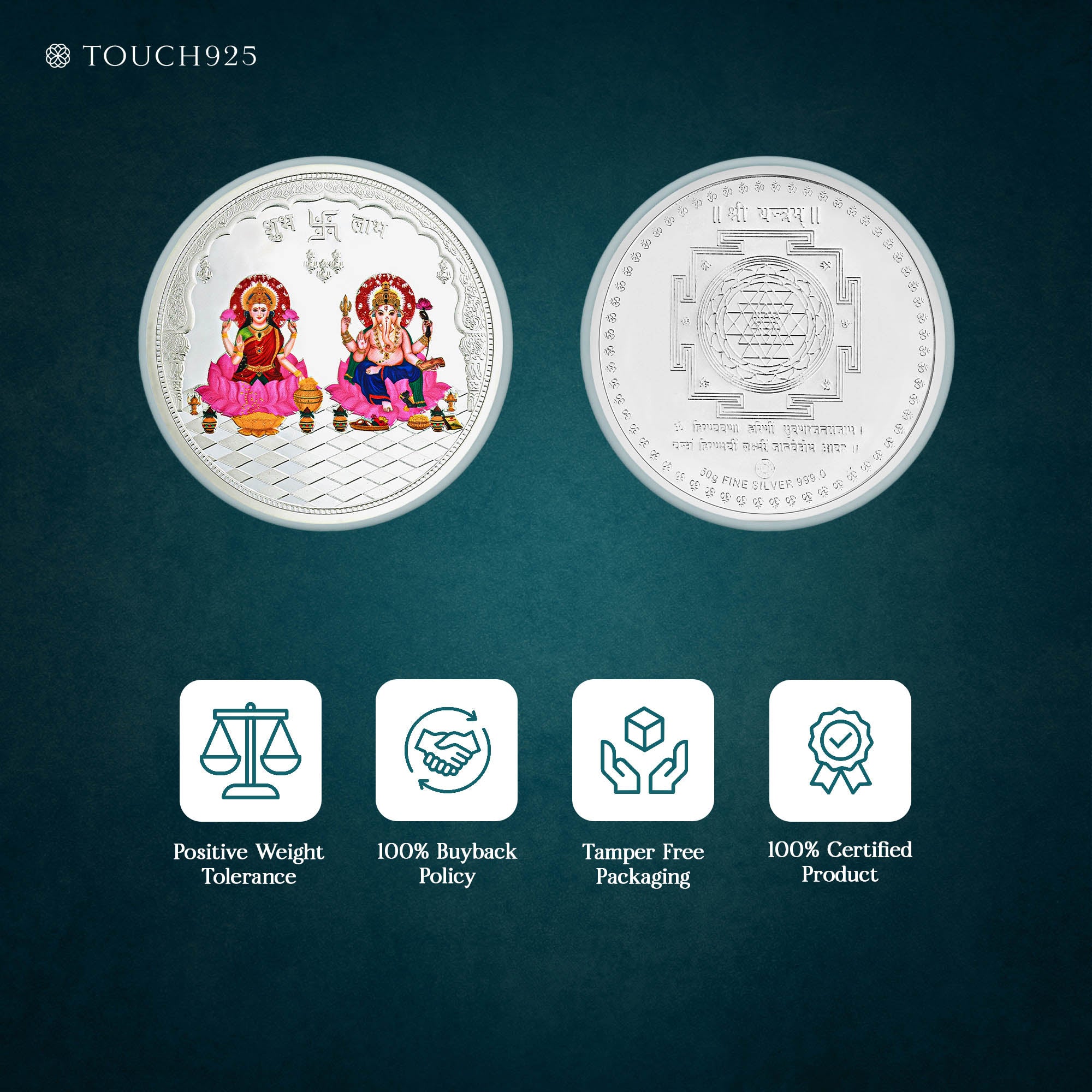 10-100g Lakshmi Ganesh Pure 999 Silver Coin