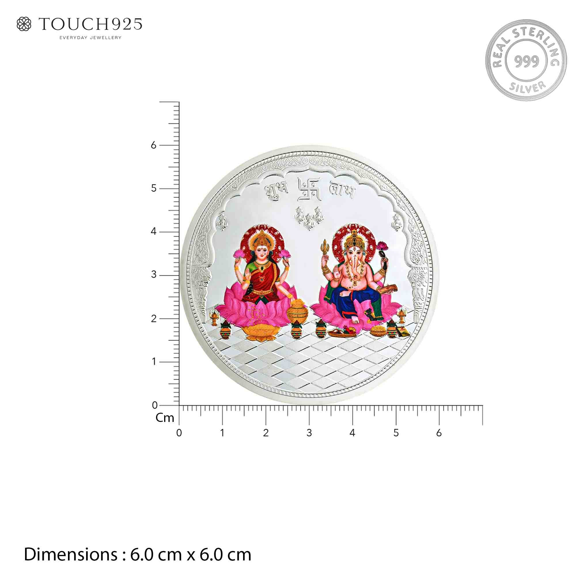 Pure 999 Silver 50g Lakshmi Ganesh Shubh Labh Coin