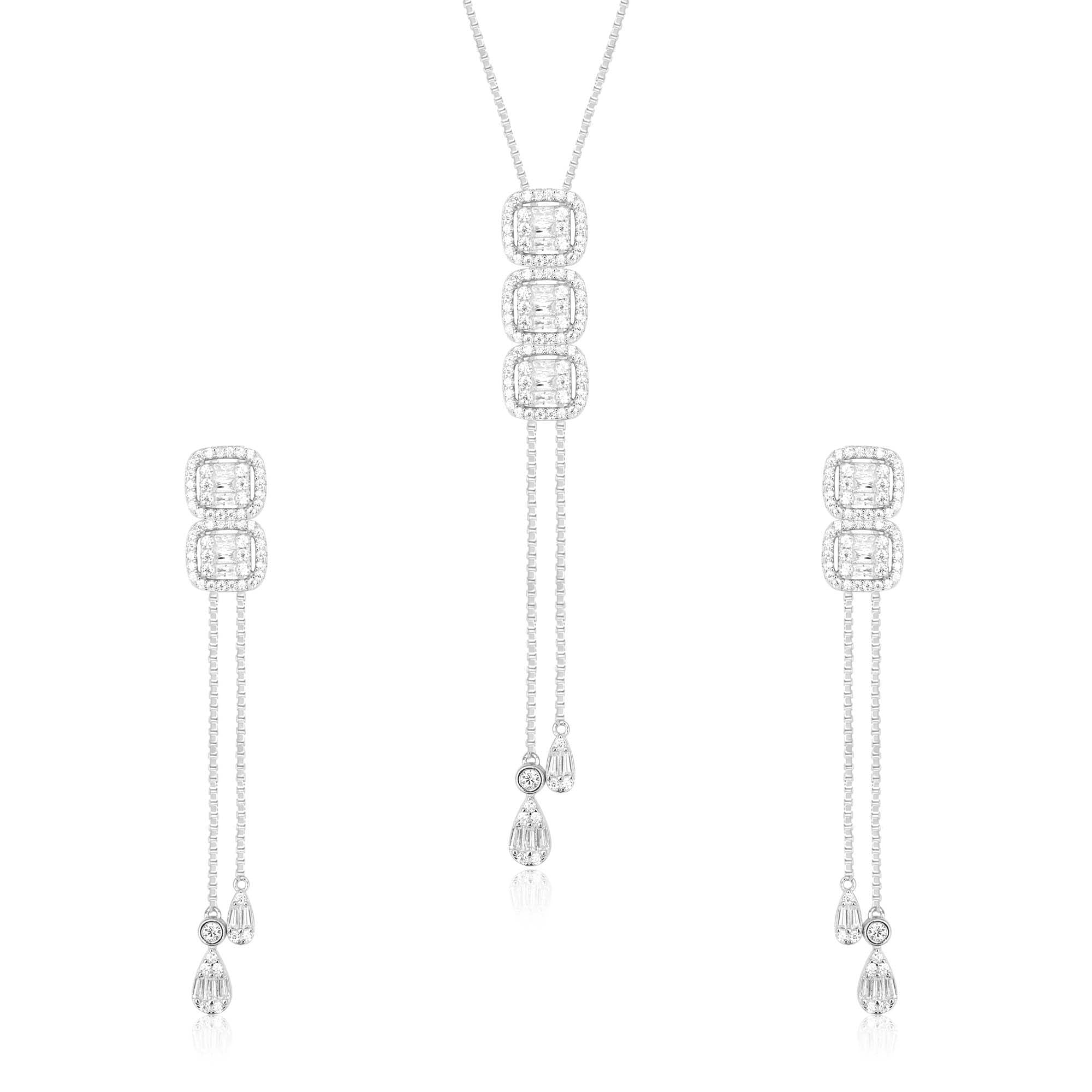 Radiant Cubic Cascade Necklace Set