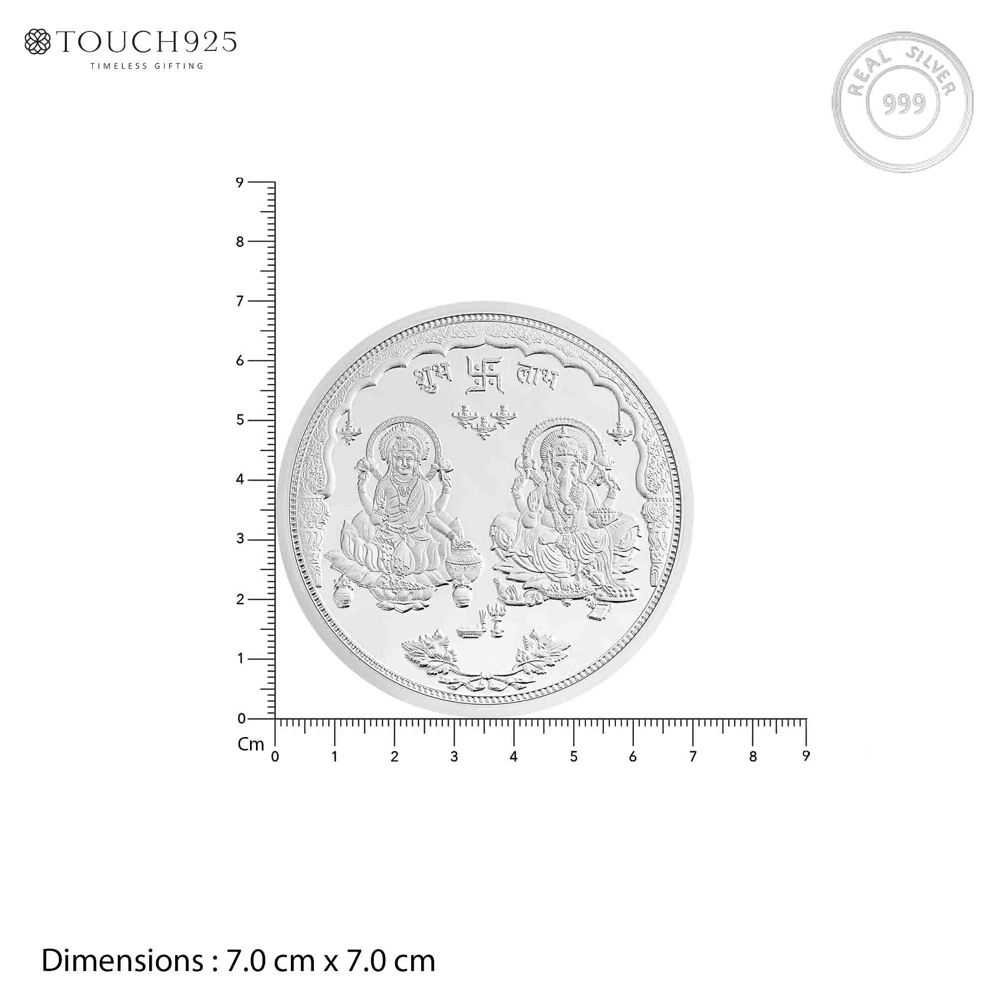 100g Lakshmi Ganesh Shubh Labh Pure 999 Silver Coin