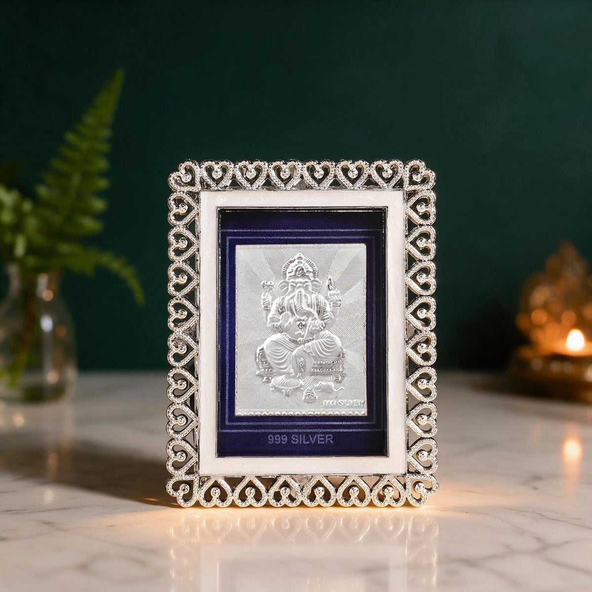 999 Silver Ganesh Ji Frame