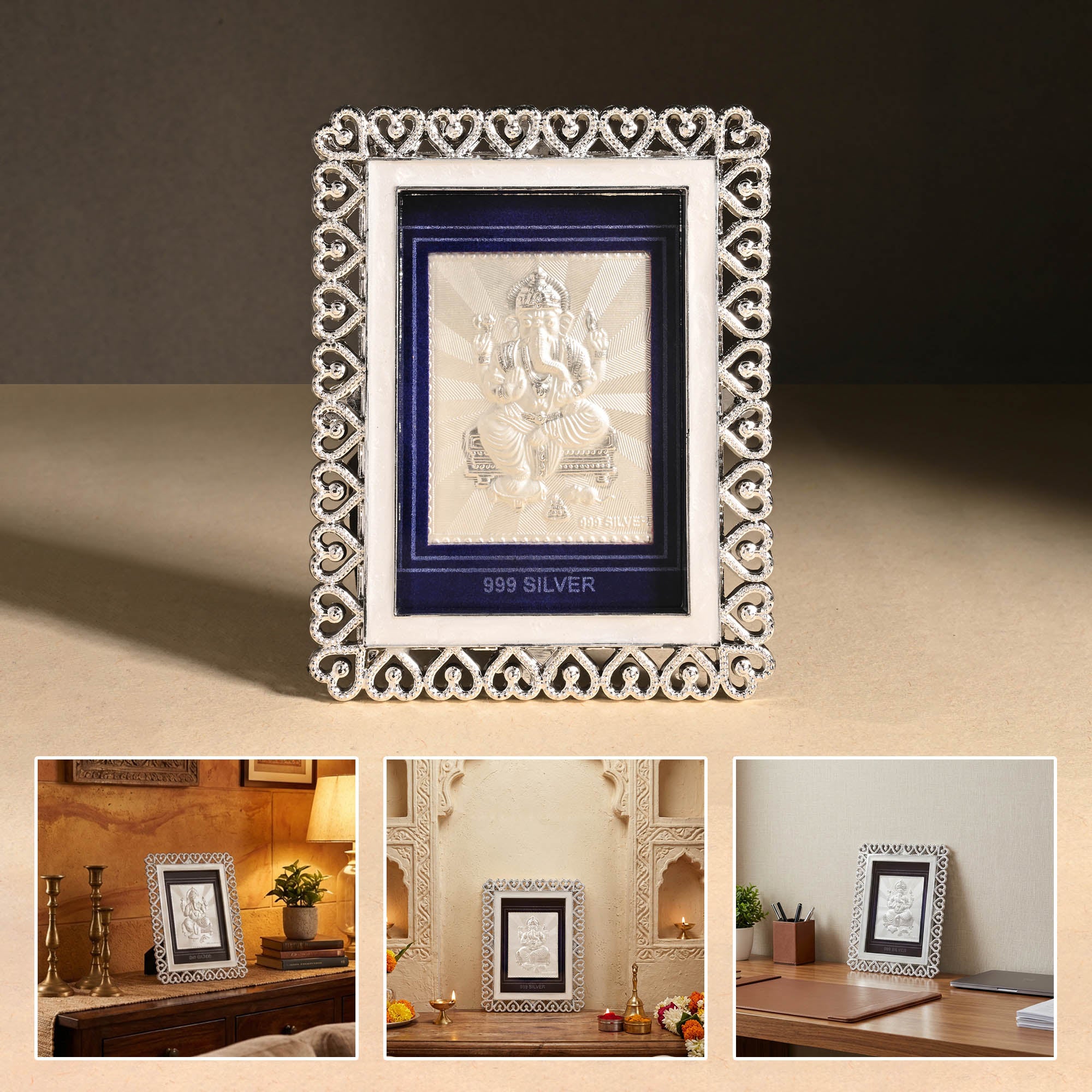 999 Silver Ganesh Ji Frame