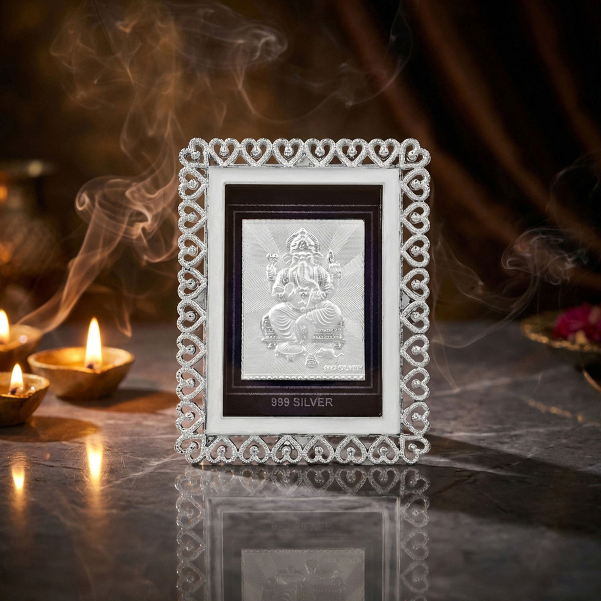 999 Silver Ganesh Ji Frame