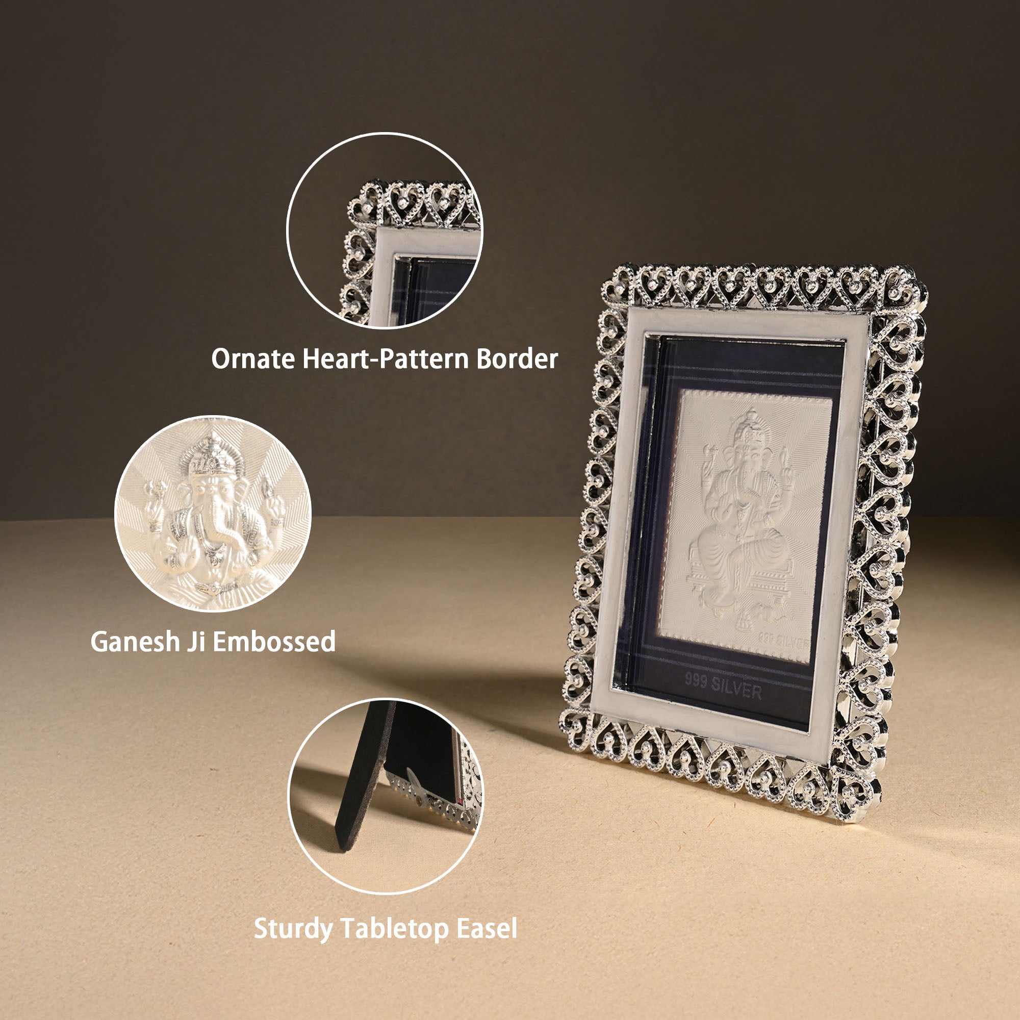 999 Silver Ganesh Ji Frame