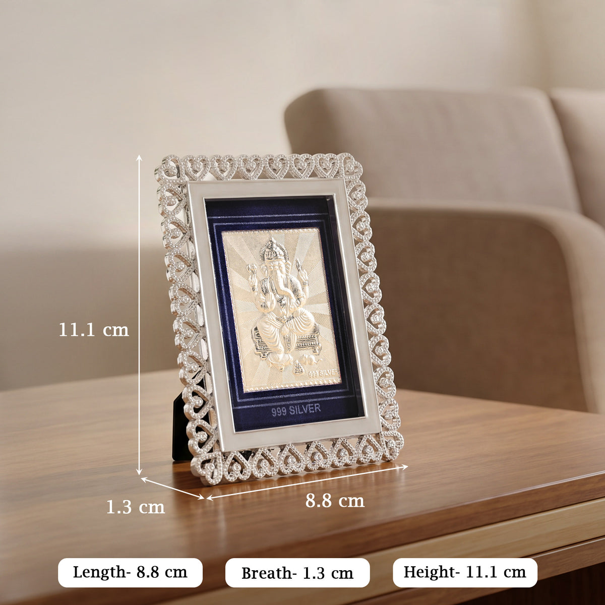 999 Silver Ganesh Ji Frame