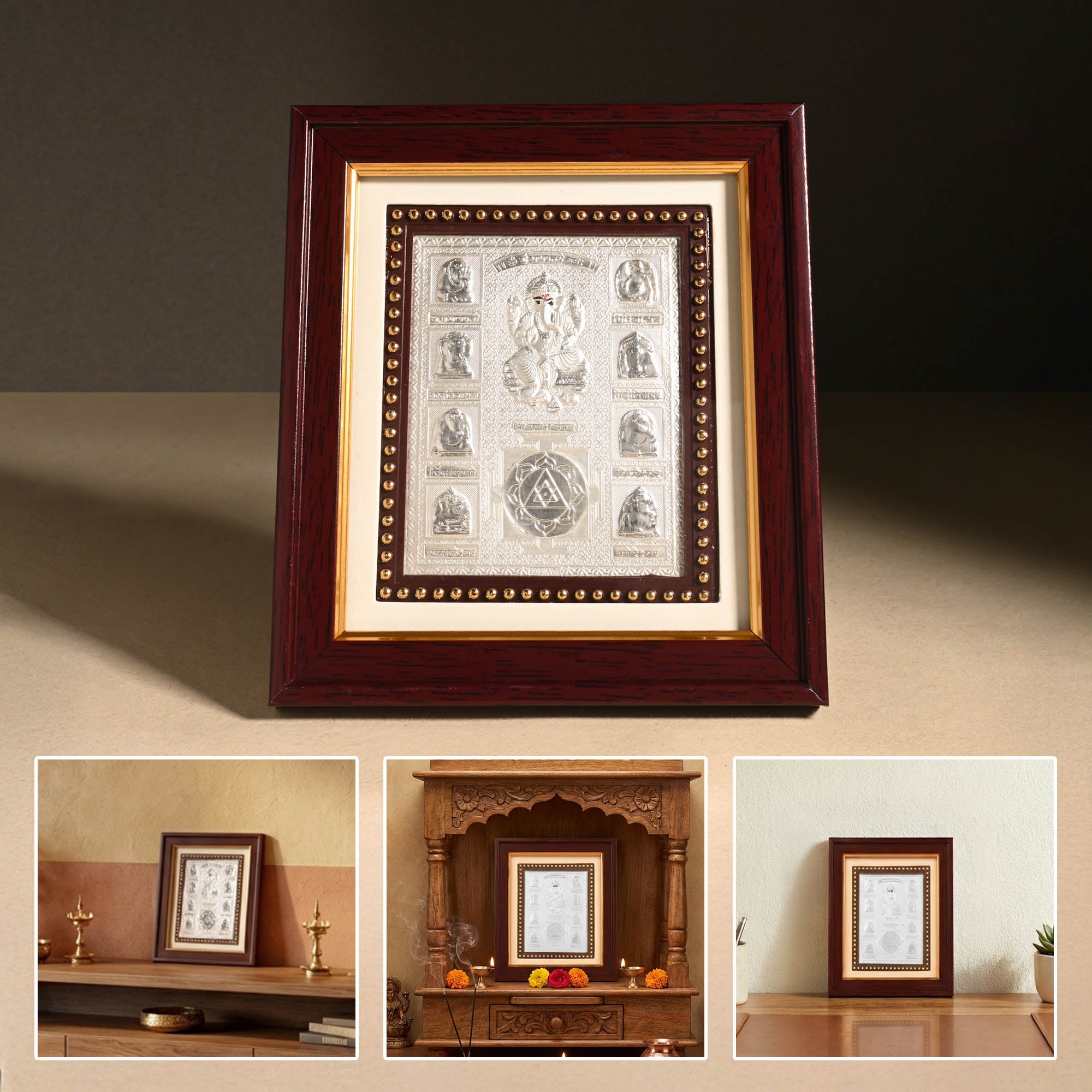 999 Silver Shree Ashtavinayak Yantra Frame