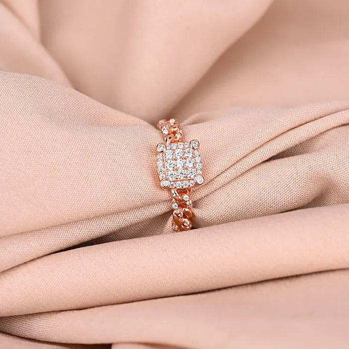 Radiant Rosy Square Ring - Touch925