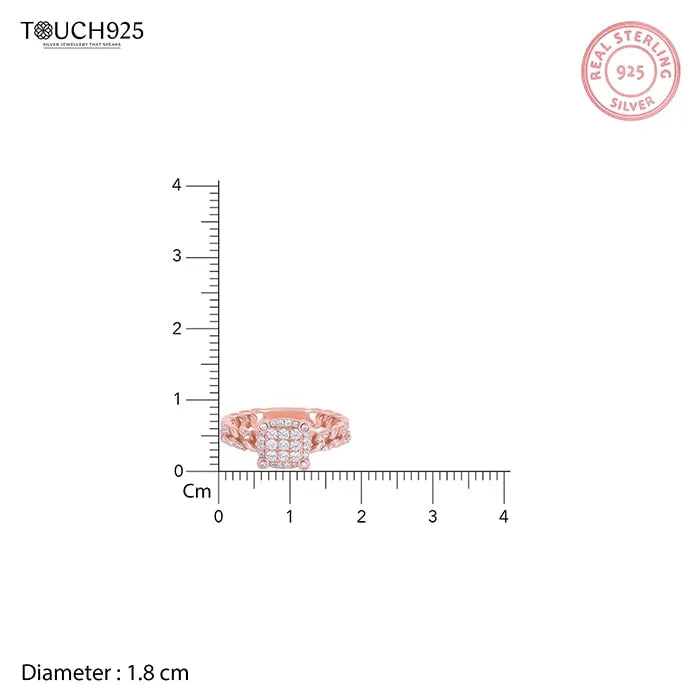 Radiant Rosy Square Ring - Touch925