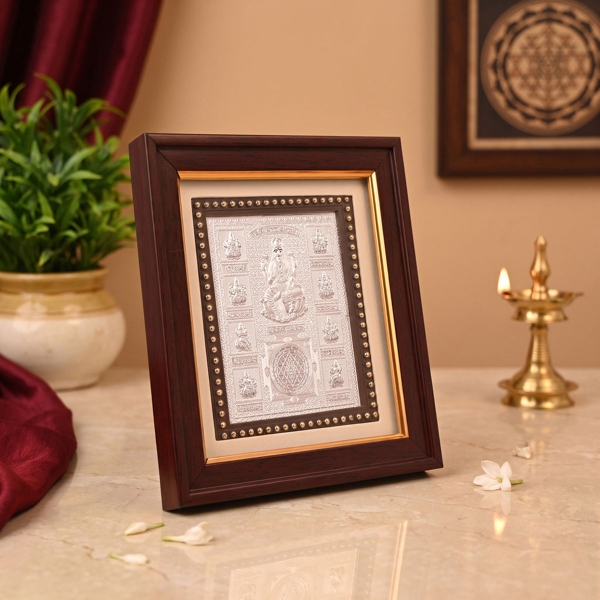 999 Silver Shree Ashtalakshmi Yantra Frame