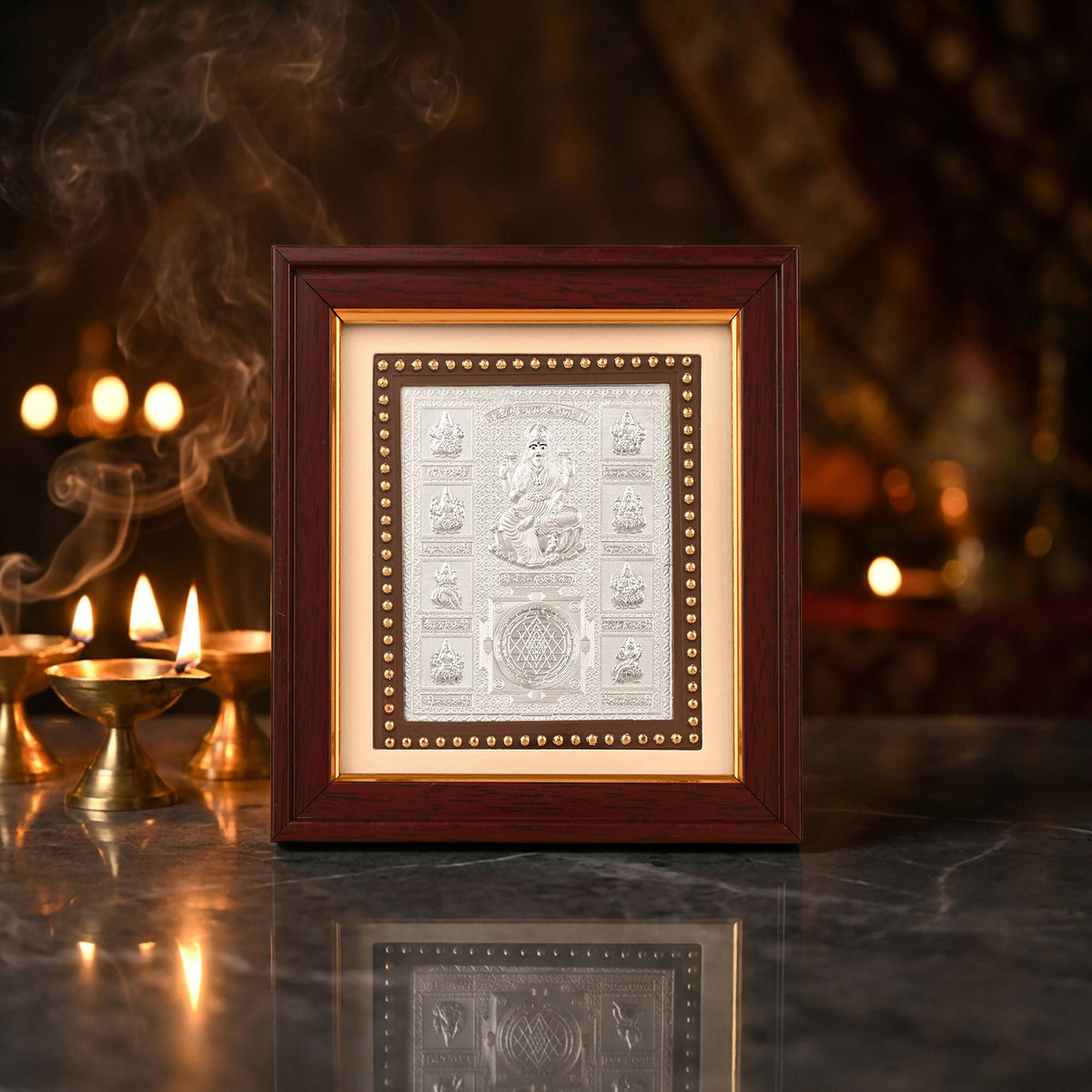 999 Silver Shree Ashtalakshmi Yantra Frame