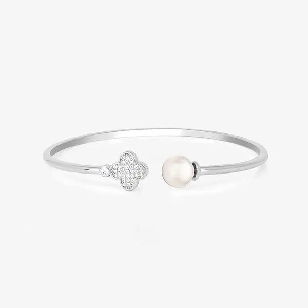 Clover Adjustable Silver Kada