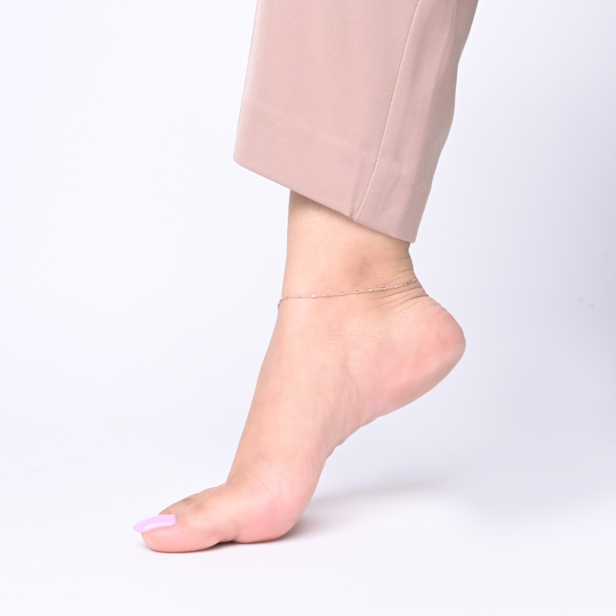 Modern Link Bar Silver Anklet