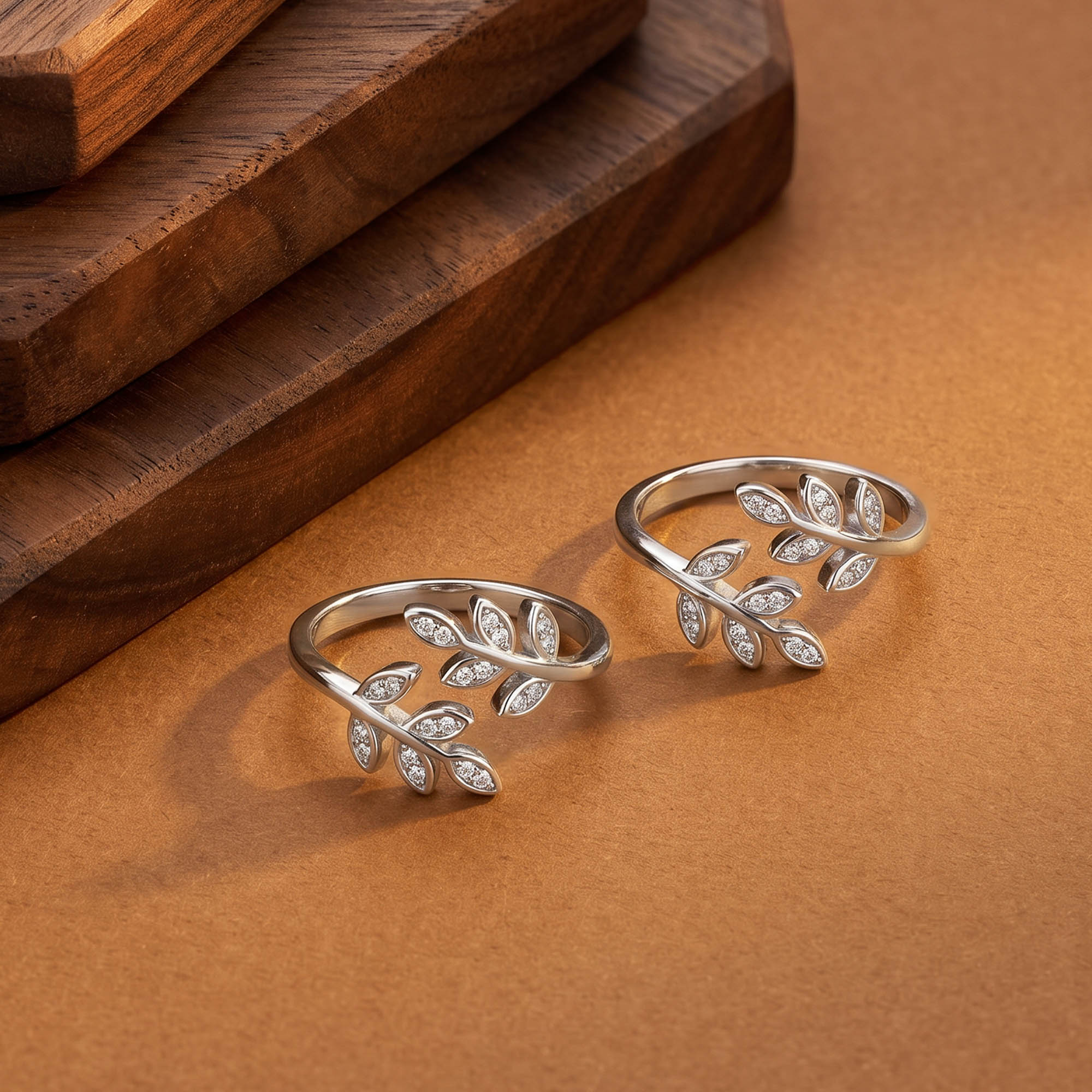 Cz Leaf Adjustable Toe Rings