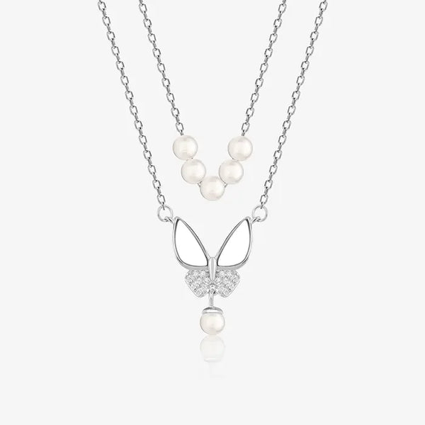 Pearl Bow Layered Necklace