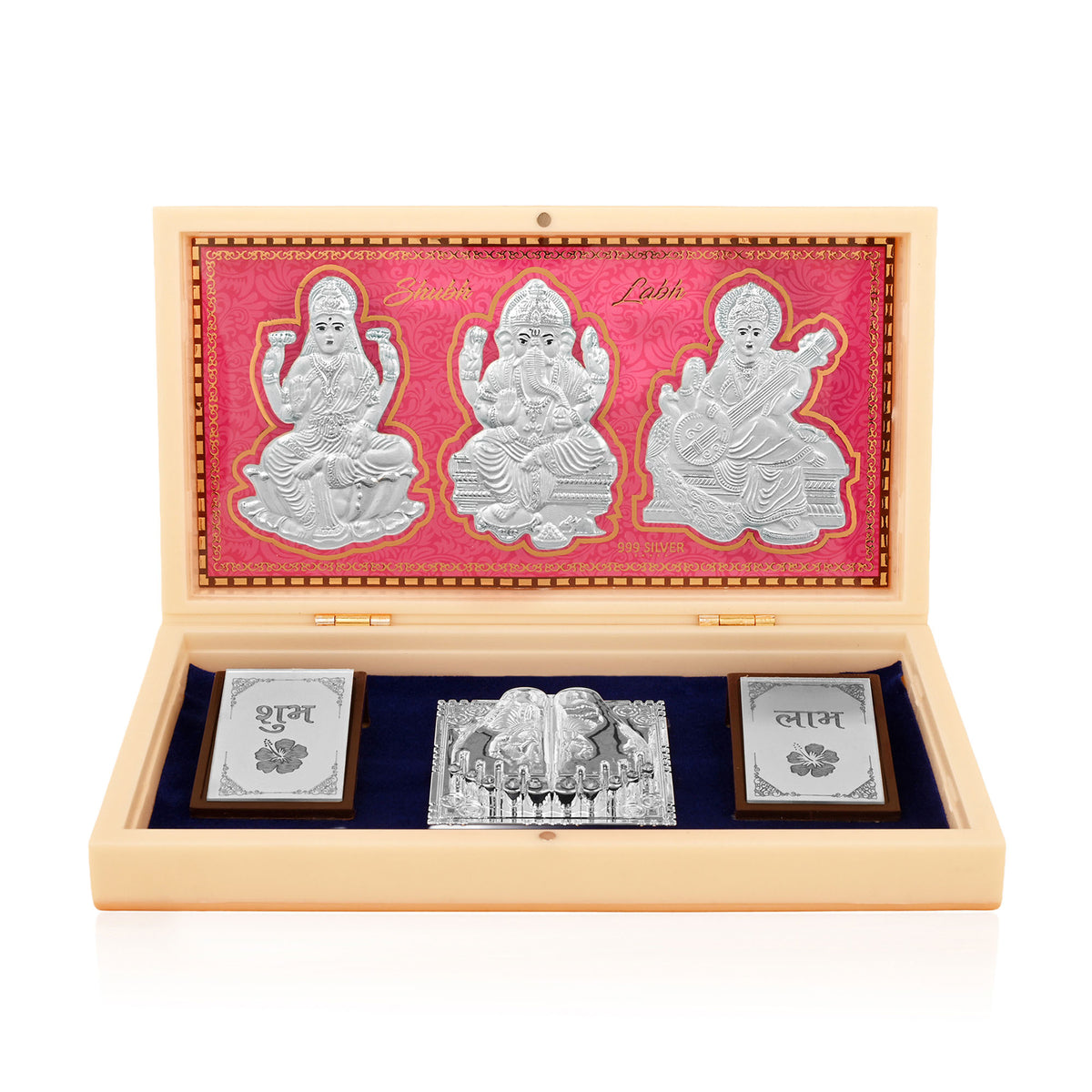 999 Silver Lakshmi Ganesh Saraswati Paduka Box