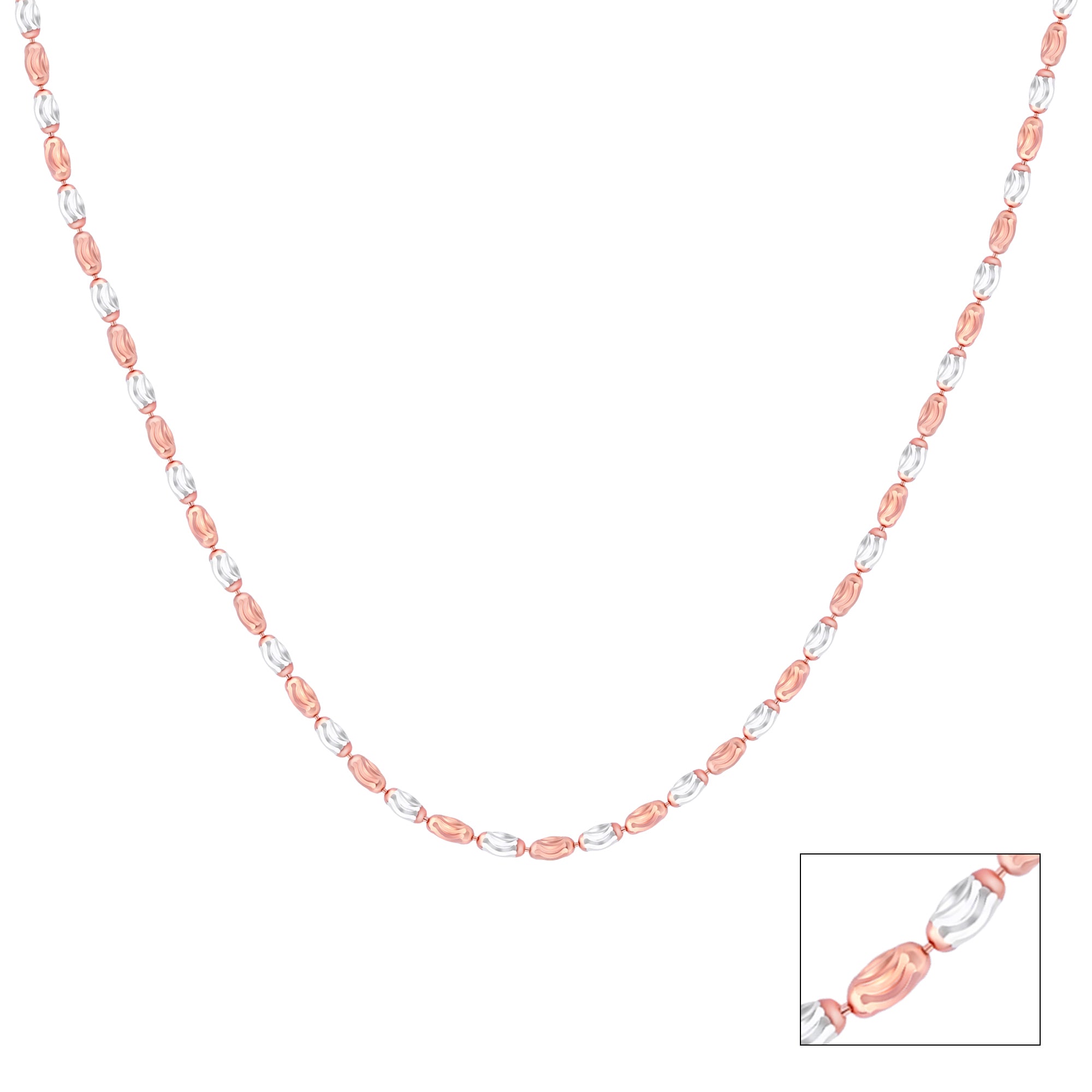 Dual-Tone Wave Beaded Silver Chain
