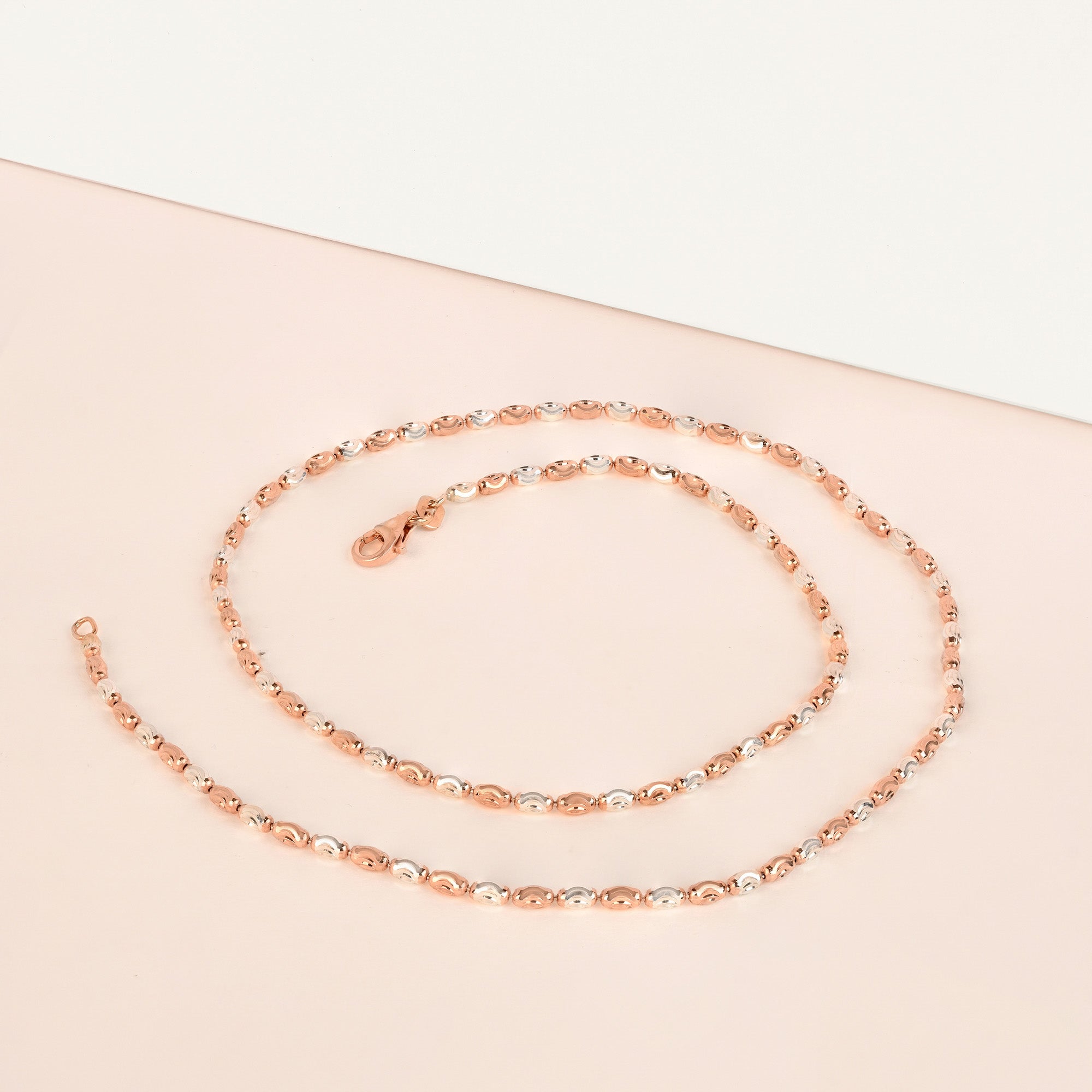 Dual-Tone Wave Beaded Silver Chain