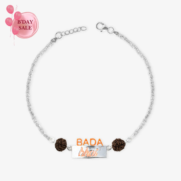 Silver 925 Bada Bhai Rakhi with Rudraksha - Touch925